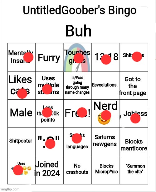 UntitledGoober's Bingo | image tagged in untitledgoober's bingo | made w/ Imgflip meme maker