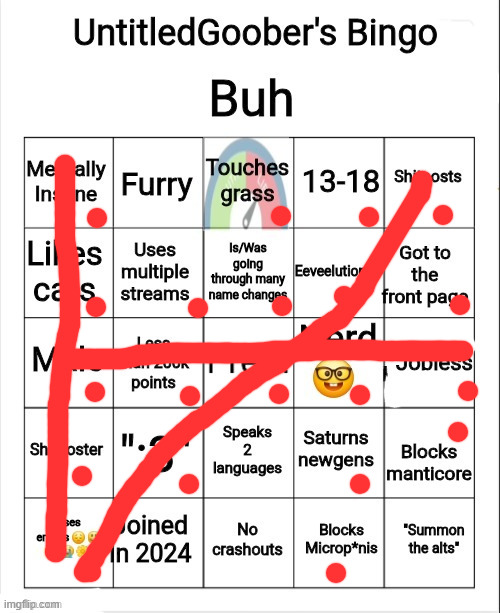 UntitledGoober's Bingo | image tagged in untitledgoober's bingo | made w/ Imgflip meme maker