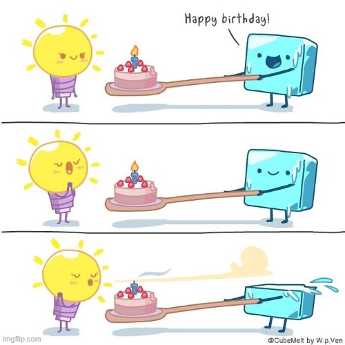 image tagged in ice cube,light bulb,happy birthday,birthday cake,candles,melting | made w/ Imgflip meme maker