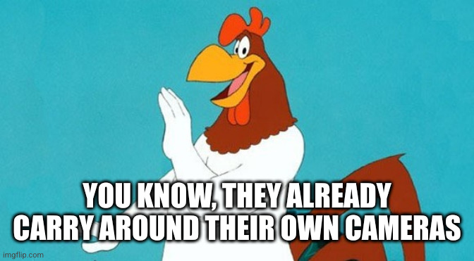 Rooster | YOU KNOW, THEY ALREADY CARRY AROUND THEIR OWN CAMERAS | image tagged in rooster | made w/ Imgflip meme maker