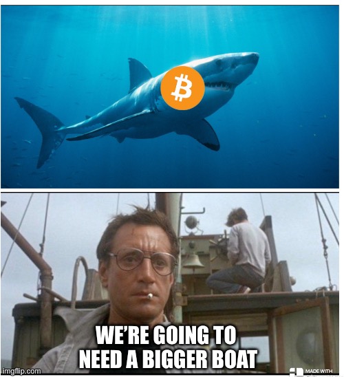 Bitcoin | WE’RE GOING TO 
NEED A BIGGER BOAT | image tagged in memes | made w/ Imgflip meme maker