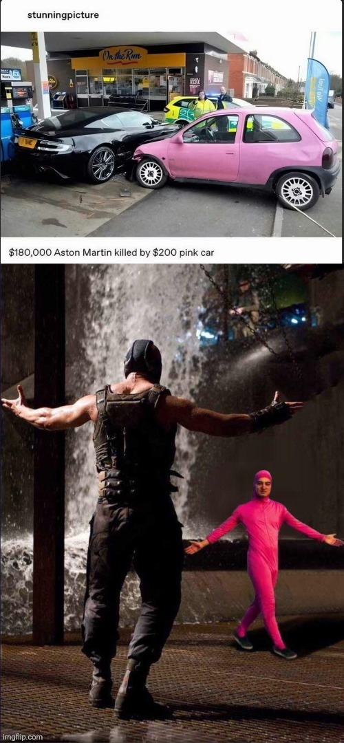 Class War | image tagged in pink guy vs bane,astonmarton,pinkcar,stunningpicture | made w/ Imgflip meme maker