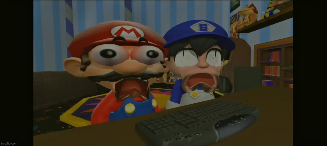 Smg4 and Mario Shocked | image tagged in smg4 and mario shocked | made w/ Imgflip meme maker