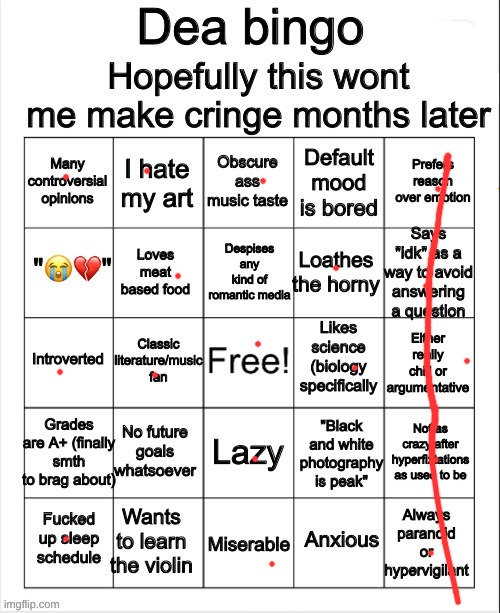 Dea bingo | image tagged in dea bingo | made w/ Imgflip meme maker