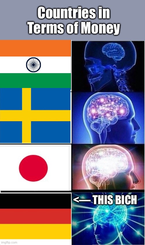 Expanding Brain | Countries in Terms of Money; <— THIS BICH | image tagged in memes,expanding brain | made w/ Imgflip meme maker