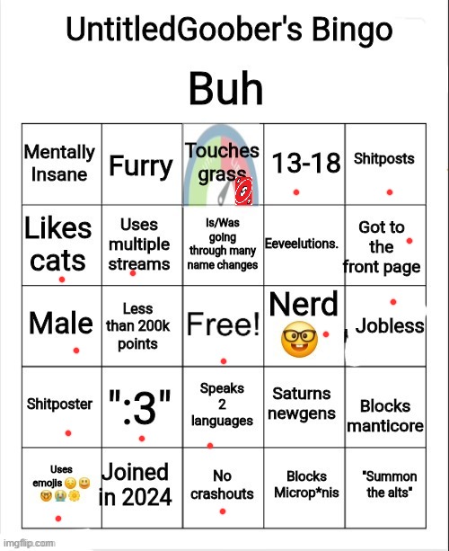 no obngi | image tagged in untitledgoober's bingo | made w/ Imgflip meme maker
