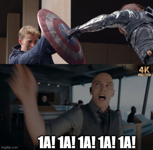 Captain America: Winter Luthor | 1A! 1A! 1A! 1A! 1A! | image tagged in captain america,lex luthor,marvel cinematic universe,dc comics | made w/ Imgflip meme maker