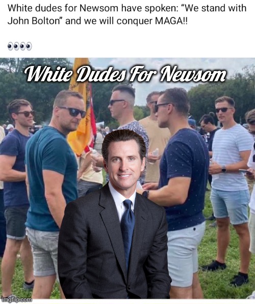 White Dudes for Newsom | White Dudes For Newsom | image tagged in gavin,undercover,fbi | made w/ Imgflip meme maker
