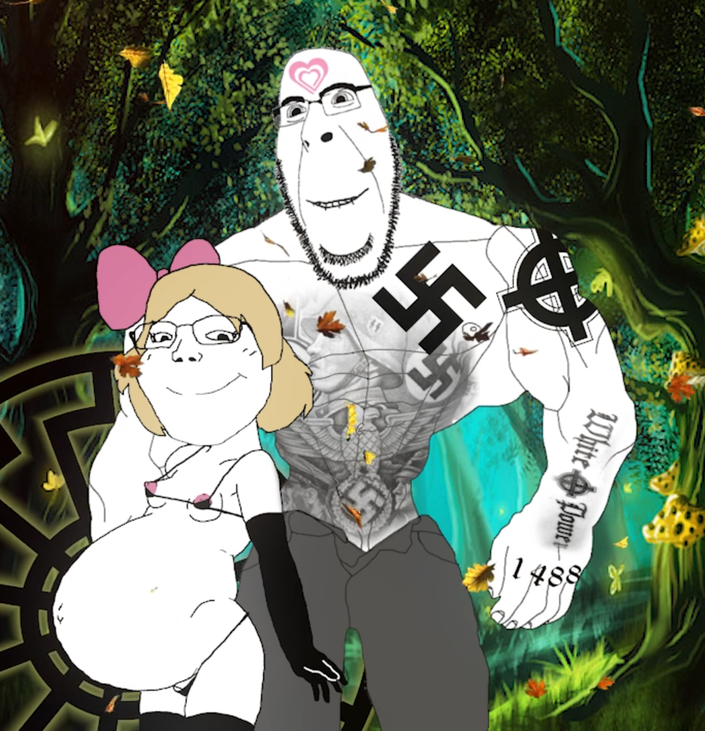 Nazi cobson soyjak with pregnant soylita Blank Meme Template
