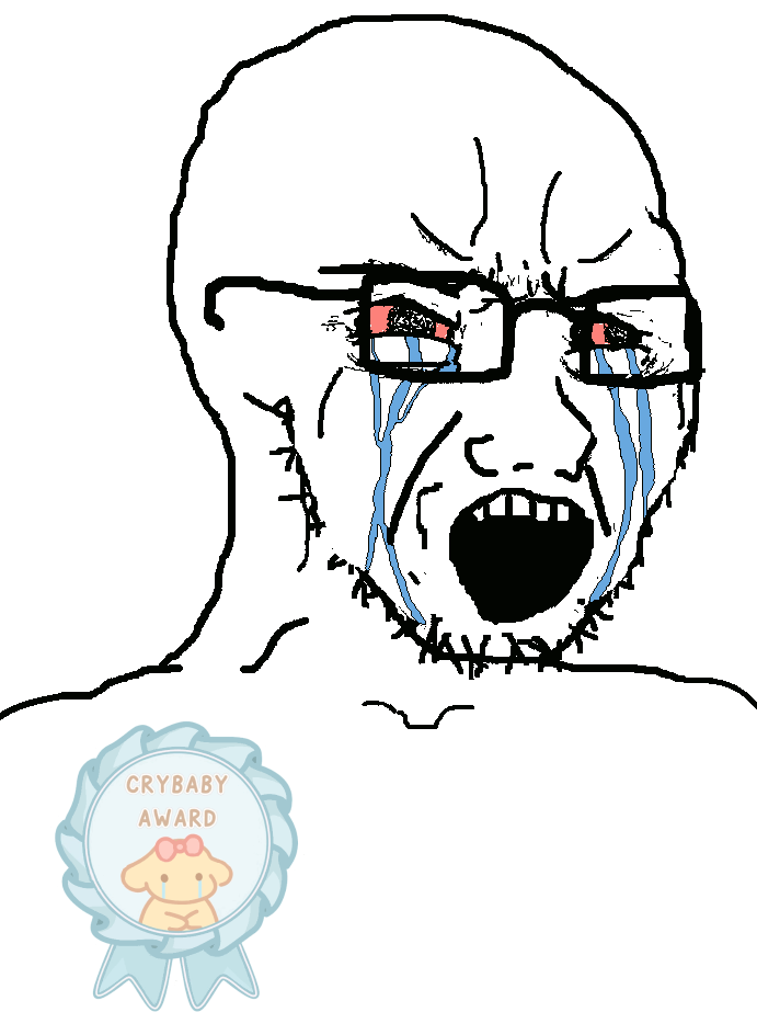 Soyjak with crybaby award Blank Meme Template