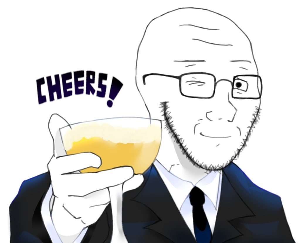Soyjak cheers champagne Blank Meme Template