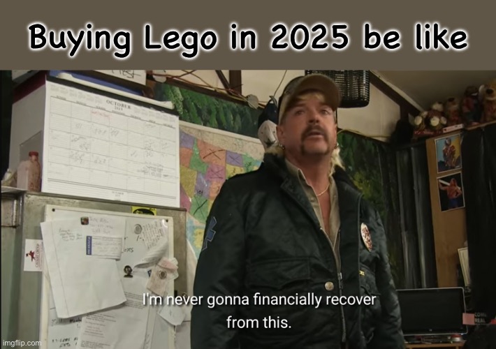 i get it from a profit standpoint but it's still wild to me these days | Buying Lego in 2025 be like | image tagged in lego,memes | made w/ Imgflip meme maker