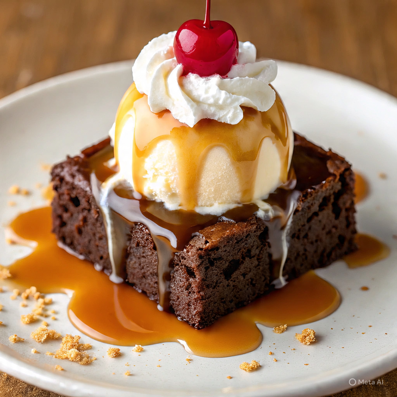 Caramel Brownie Sundae Blank Meme Template