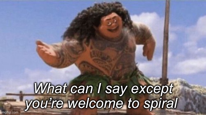What Can I Say Except X? | What can I say except you’re welcome to spiral | image tagged in what can i say except x | made w/ Imgflip meme maker