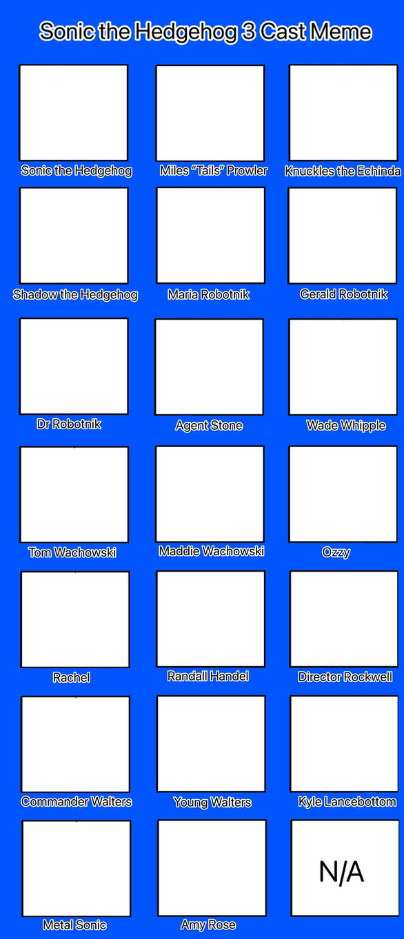 Sonic the Hedgehog 3 Cast Meme Blank Meme Template