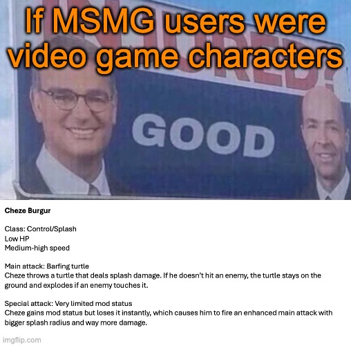 50 users achieved. About to change the class systems and add traits. | If MSMG users were video game characters | image tagged in injured good announcement | made w/ Imgflip meme maker