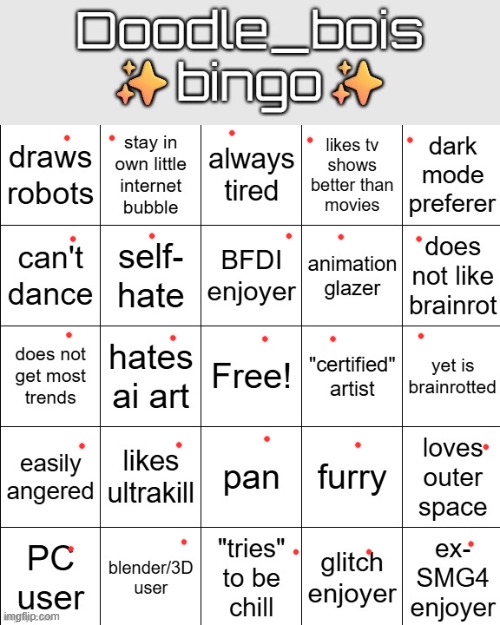 ey i finally made a bingo | image tagged in doodle_boi bingo | made w/ Imgflip meme maker