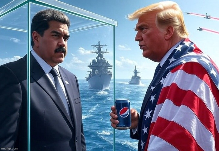 Trump doesnt sniff cocaine....only drinks Diet Pepsi | image tagged in trump,maduro,venezuela,us | made w/ Imgflip meme maker