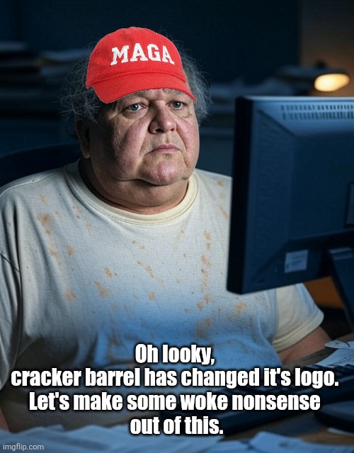 Who gets their panties in a bunch over a logo? | Oh looky, 
cracker barrel has changed it's logo. 

Let's make some woke nonsense 

out of this. | image tagged in snowflakes melting,crackers are crumbling,over cracker barrel,its a logo maga | made w/ Imgflip meme maker