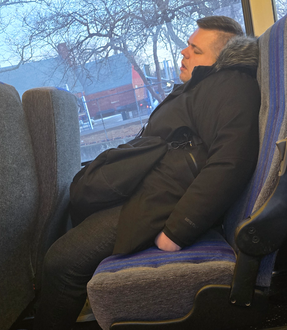 Sleeping Dude On Bus Blank Meme Template