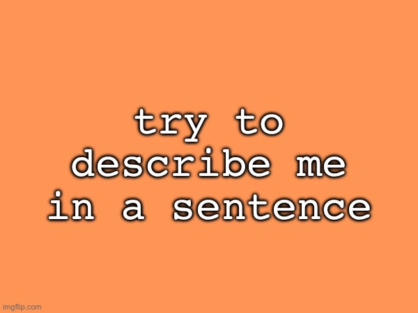 try to describe me in a sentence | made w/ Imgflip meme maker