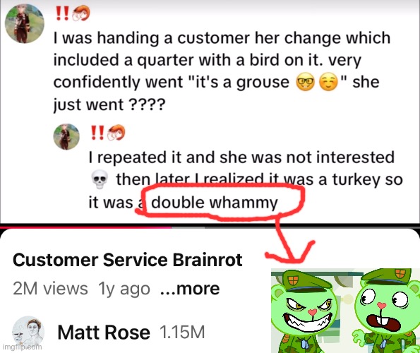 Htf double whammy | image tagged in fliqpy jumps flippy | made w/ Imgflip meme maker