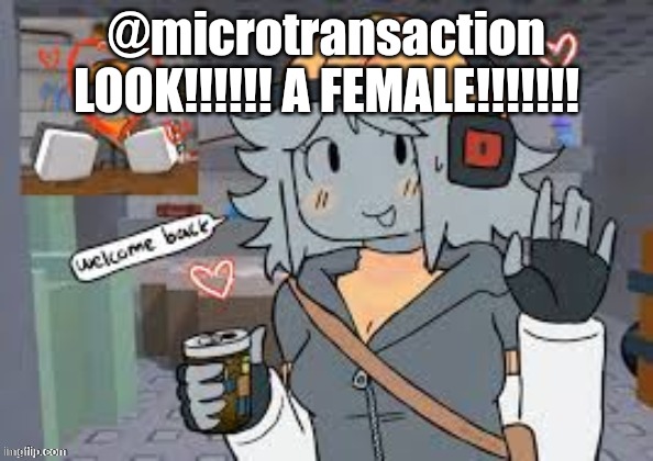 @microtransaction | @microtransaction LOOK!!!!!! A FEMALE!!!!!!! | image tagged in builderfan | made w/ Imgflip meme maker
