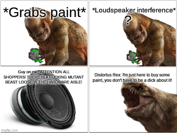 Distortus Rex shopping.mp3 | image tagged in comic,jurassic park,jurassic world,jurassic park/world | made w/ Imgflip meme maker