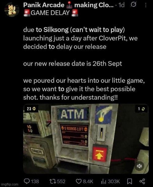 Silksong has so much aura it’s delaying other games | made w/ Imgflip meme maker