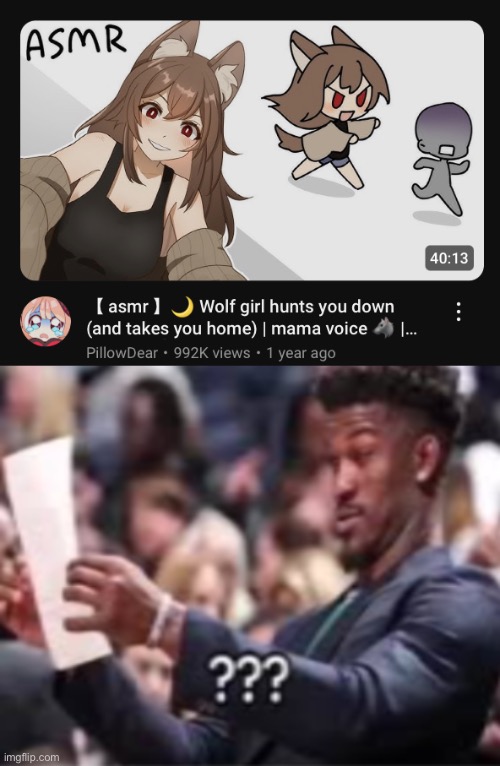 How is being chased down by a wolf relaxing | image tagged in jimmy butler looking at paper,msmg | made w/ Imgflip meme maker