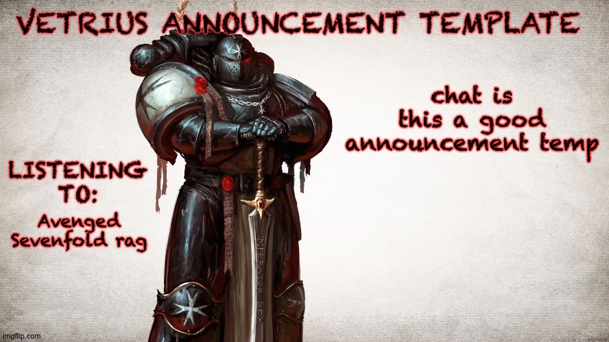 seems like ppl kinda ignore it tbh | chat is this a good announcement temp; Avenged Sevenfold rah | image tagged in vetrius announcement temp 1 | made w/ Imgflip meme maker