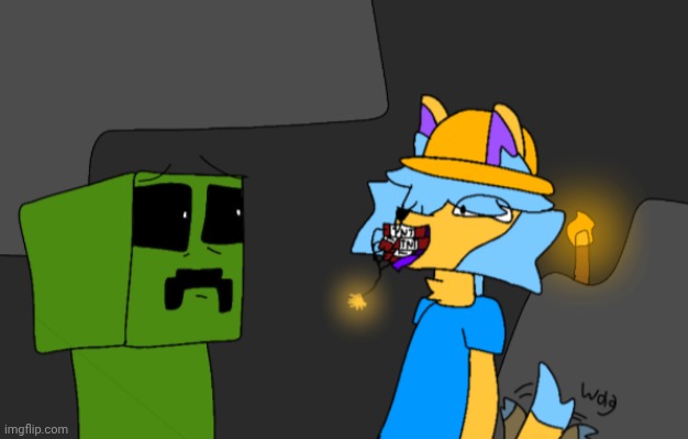 Get a taste of your own medicine (drawn by me) | image tagged in furry,creeper,suicide bomber | made w/ Imgflip meme maker
