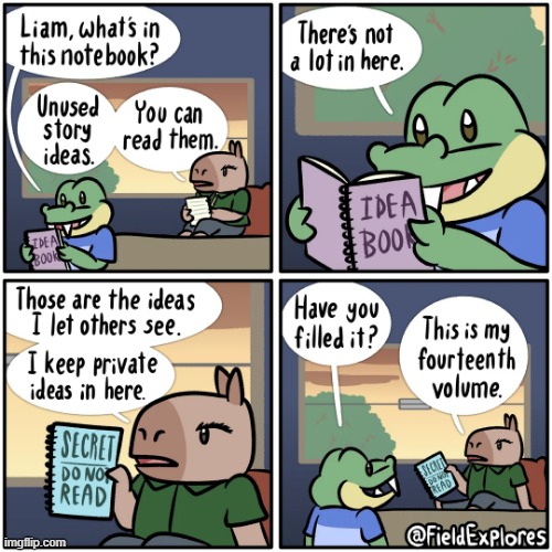 image tagged in alligator,capybara,notebook,notebooks,story,ideas | made w/ Imgflip meme maker