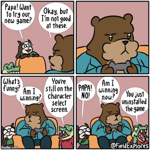 image tagged in alligator,goat,bear,video game,uninstall,oh dear | made w/ Imgflip meme maker