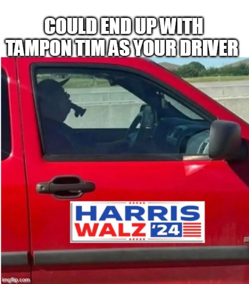 COULD END UP WITH TAMPON TIM AS YOUR DRIVER | made w/ Imgflip meme maker