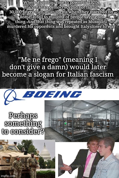 Democracy dies when we stop caring about basic human decency | image tagged in epstein files,alligator alcatraz,boeing whistleblowers,mussolini | made w/ Imgflip meme maker