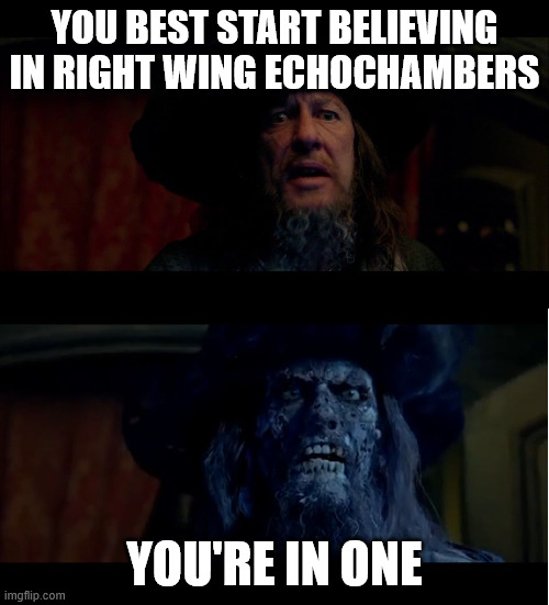 you best start believin in ghost stories | YOU BEST START BELIEVING IN RIGHT WING ECHOCHAMBERS; YOU'RE IN ONE | image tagged in you best start believin in ghost stories | made w/ Imgflip meme maker