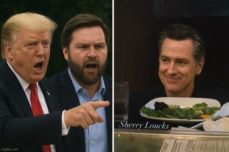 Angry Trump Happy Newsom | image tagged in angry trump happy newsom | made w/ Imgflip meme maker