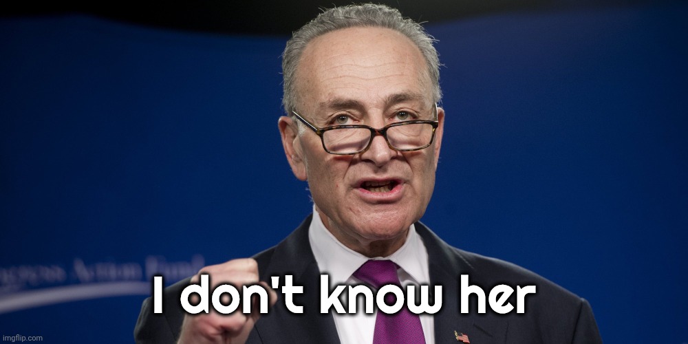 chuck Schumer | I don't know her | image tagged in chuck schumer | made w/ Imgflip meme maker