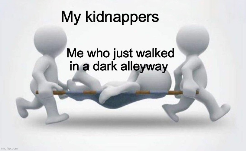 What happened to him? | My kidnappers Me who just walked in a dark alleyway | image tagged in what happened to him | made w/ Imgflip meme maker