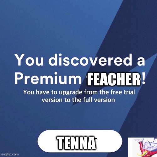 Premium Feature | FEACHER; TENNA | image tagged in premium feature | made w/ Imgflip meme maker