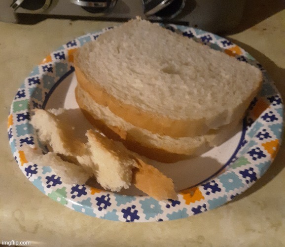 Bread sandwich with a side of bread | image tagged in food | made w/ Imgflip meme maker
