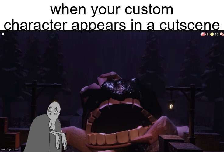 when your custom character appears in a cutscene | image tagged in custom character | made w/ Imgflip meme maker