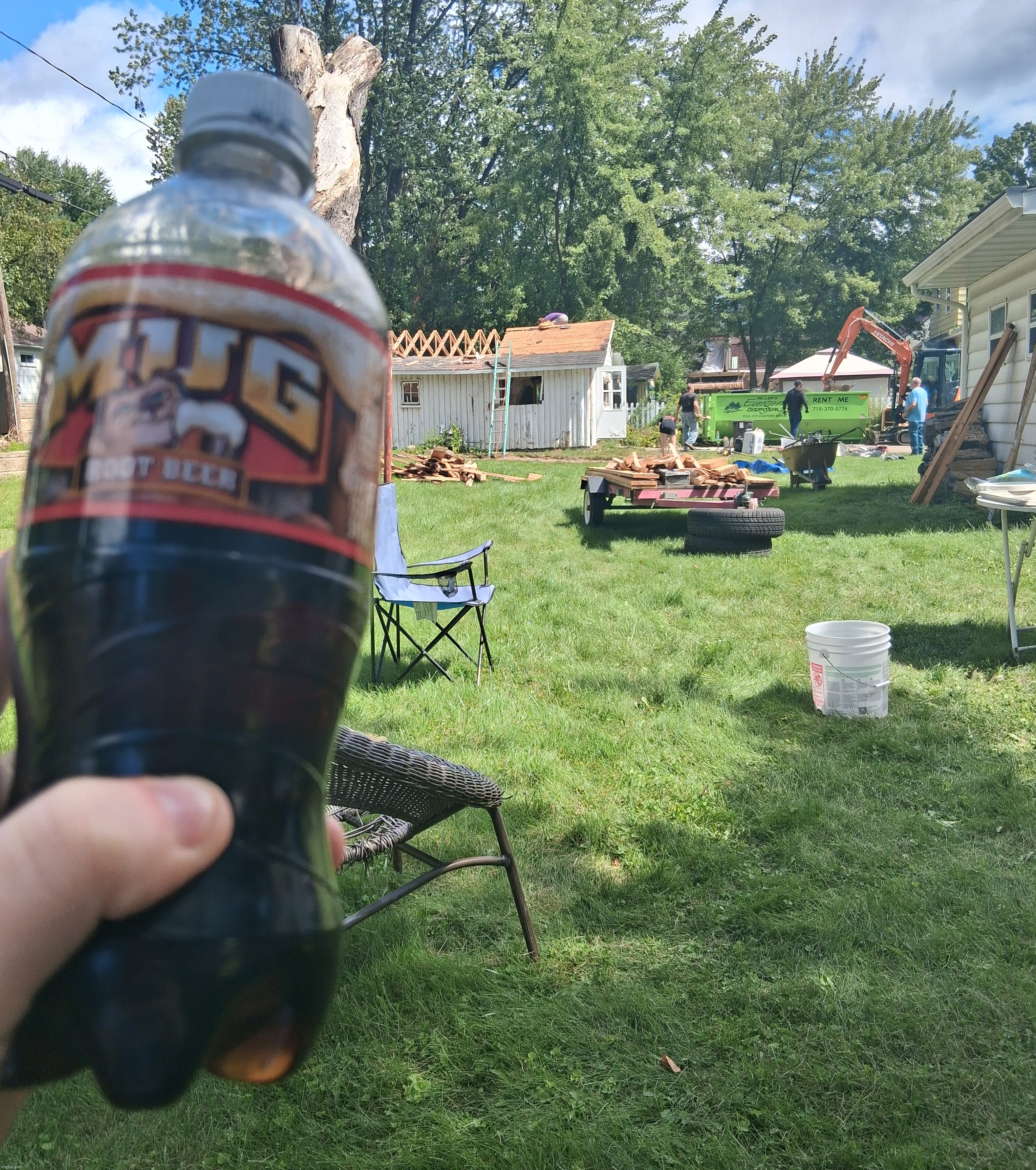 At my dad's house, his friends are helping him demolish a shack, so, mug moment | made w/ Imgflip meme maker