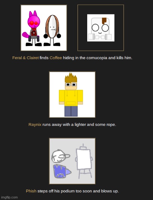 What horrible ways to go... | image tagged in hunger games geo | made w/ Imgflip meme maker