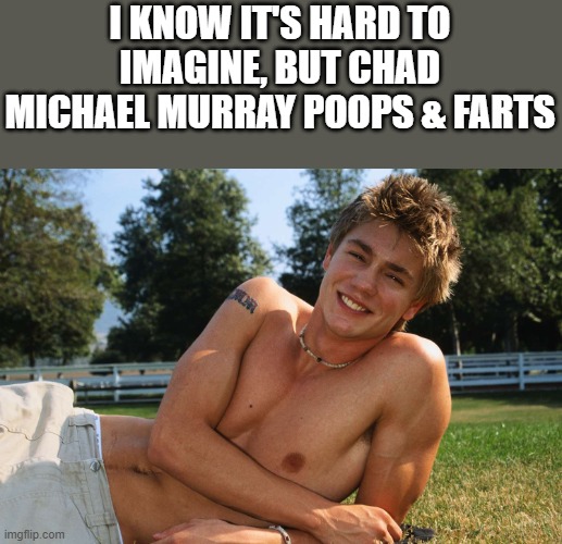 Chad Michael Murray Poops & Farts | I KNOW IT'S HARD TO IMAGINE, BUT CHAD MICHAEL MURRAY POOPS & FARTS | image tagged in chad michael murray,poops,farts,shirtless,funny,memes | made w/ Imgflip meme maker