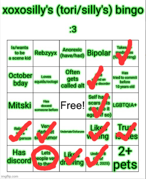 image tagged in xoxosilly bingo aug 12 2025 | made w/ Imgflip meme maker