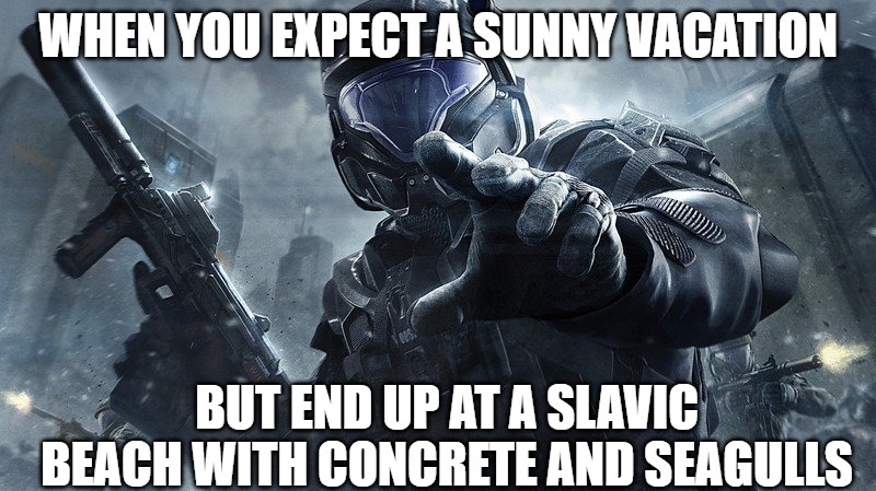 ODST | WHEN YOU EXPECT A SUNNY VACATION; BUT END UP AT A SLAVIC BEACH WITH CONCRETE AND SEAGULLS | image tagged in odst,slavic lives matter,slavic beach | made w/ Imgflip meme maker