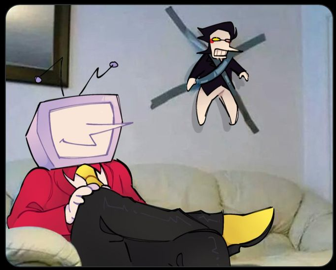 spamton taped onto the wall Blank Meme Template