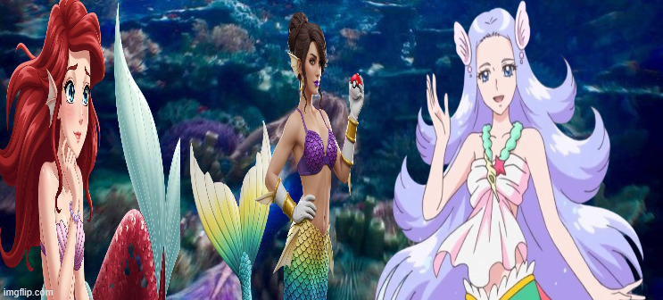 mermaid hangout | image tagged in the little mermaid,crossover,mermaid hangout,mythical creatures | made w/ Imgflip meme maker